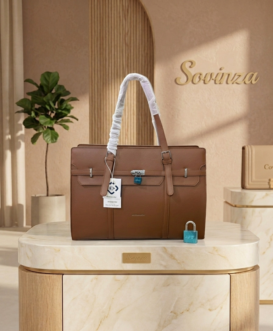 Classic Caramel Structured Leather Tote